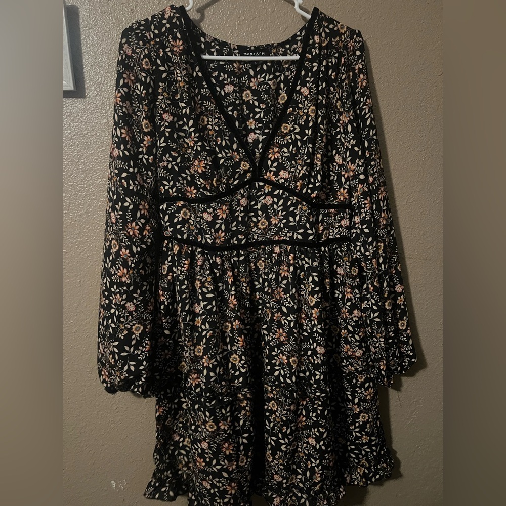 Chic Long Sleeve Floral Dress